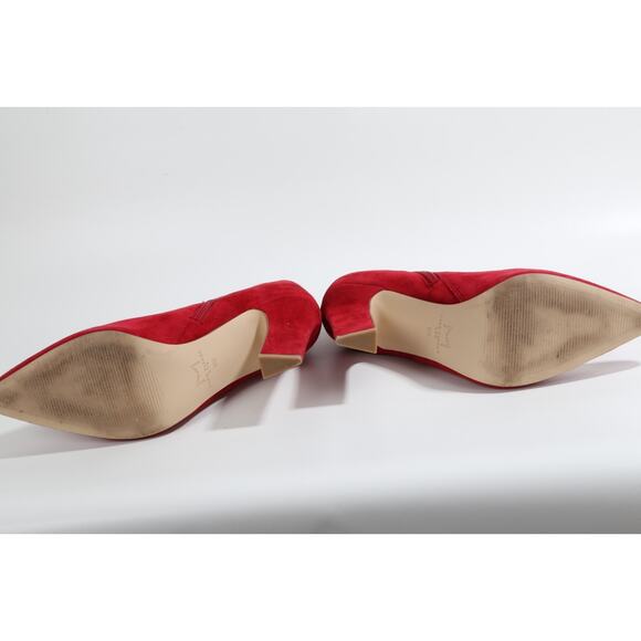 Marc Fisher Red Suede Ankle Booties Size 9M Women’s Block Heel Zip Fashion Shoes - Picture 11 of 12